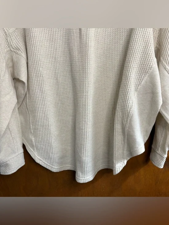 Aerie LumberJane Waffle Knit Shirt Oversized Henley Button Up Top Shacket Y2K S - Picture 9 of 11